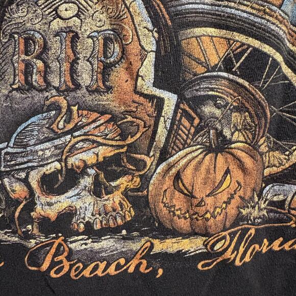 2021 Biketoberfest Daytona Beach T-Shirt Size Medium Custom Bleach Dyed Biker - Picture 2 of 10